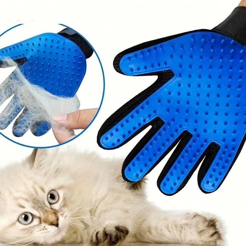 Smooth Coat grooming glove set of two, pink and blue